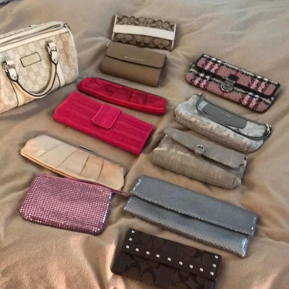 Coach, Michael Kors, Burberry wallets and clutches